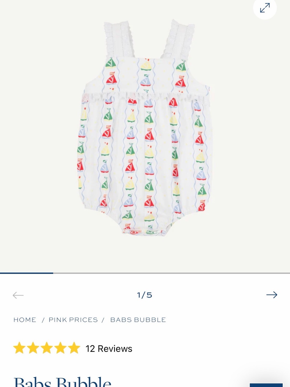 Babs Bubble Romper - White with Red, Green & Blue Sailboats